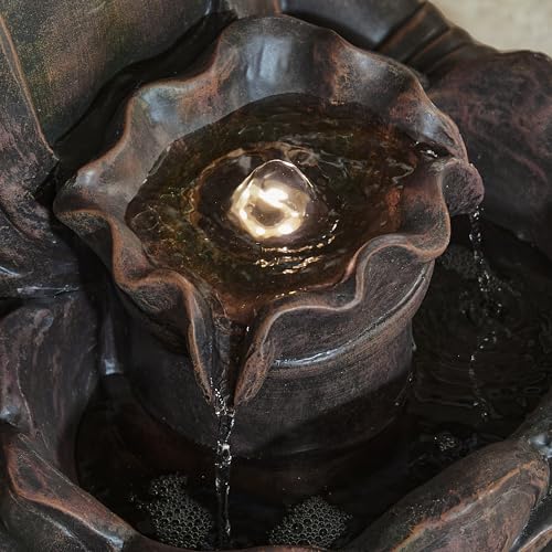 Zen Style Meditating Buddha Statue Fountain Polyresin Outdoor Decoration with Pump and LED Light