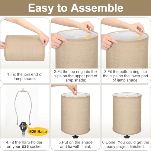Burlap Tall Drum Lamp Shades Set of 2