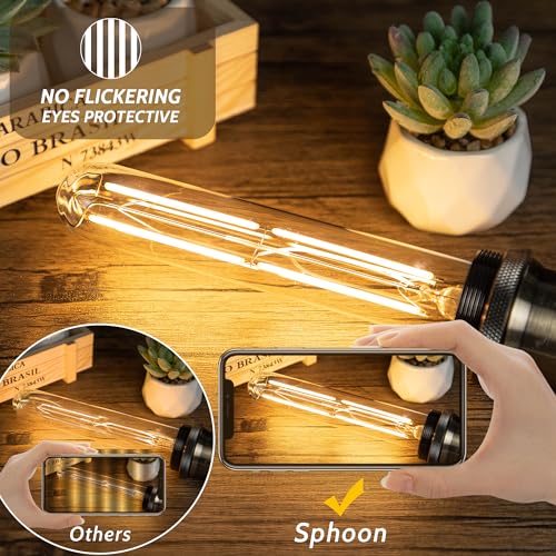 Tubular Light Bulb 7.3 Inch Dimmable T10 LED E26 6W 60 Watts Edison Bulbs