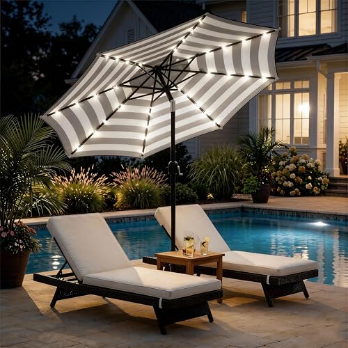9FT Solar Patio Umbrella w