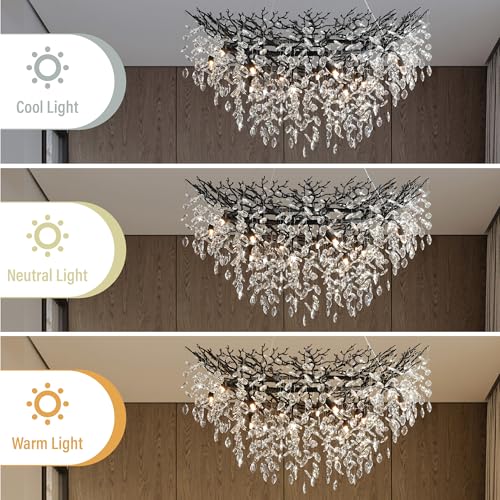 47" Black Crystal Chandelier