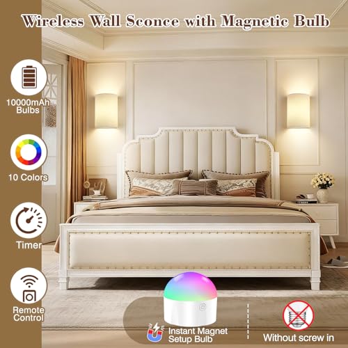 Battery Operated Rechargeable Wall Sconce Set of Two with 10000mAh Battery (2 Count)