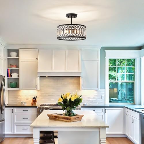 Crystal Black Ceiling Light