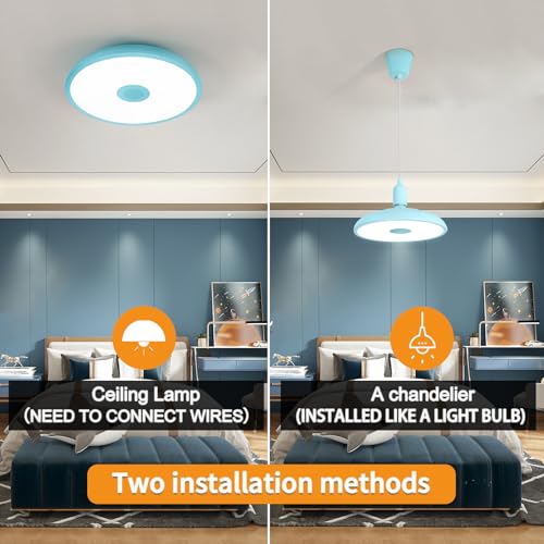 Sky Blue Waterproof LED Flush Mount Ceiling Light Fixture