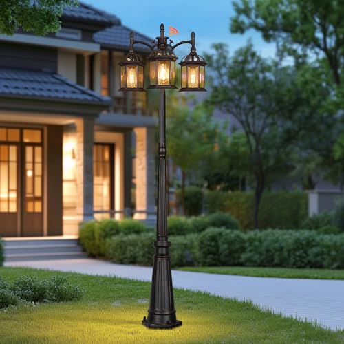 Dusk to Dawn Outdoor Lamp Post Light with 3 LED Bulbs