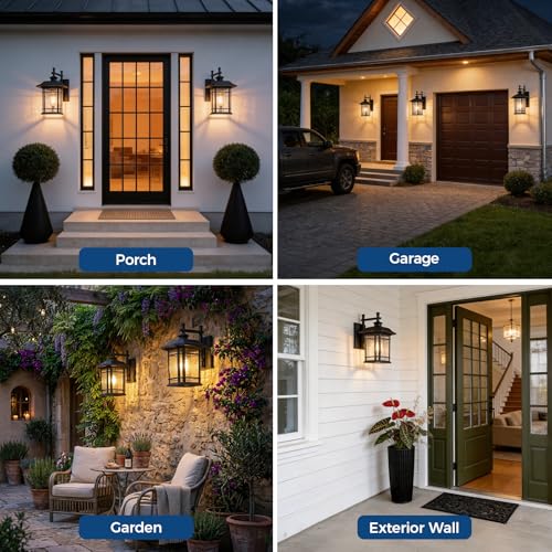 Large Outdoor Light Fixtures Wall Mount Black Exterior Porch Light