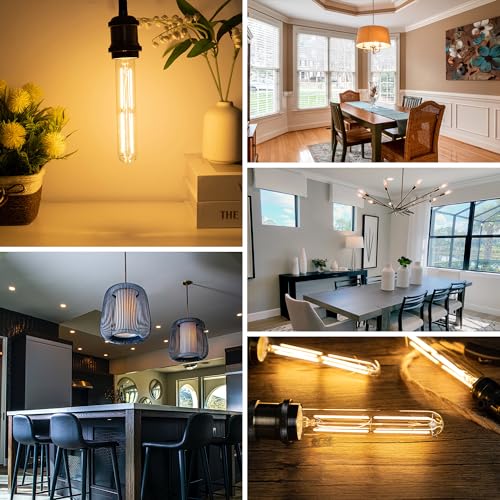 Tubular Light Bulb 7.3 Inch Dimmable T10 LED E26 6W 60 Watts Edison Bulbs