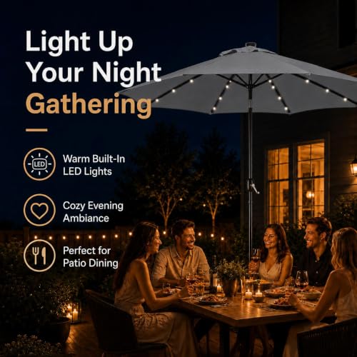 9FT Solar Patio Umbrella w