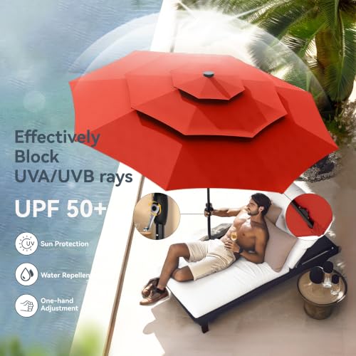 10ft Outdoor Patio Umbrella with Solar Lights