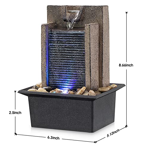 Tabletop Fountain Relaxing Tabletop Waterfall Fountain with Natural River Rocks & Color