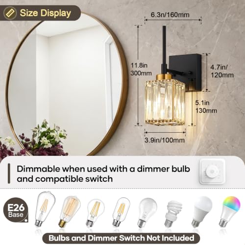 Hardwired] Bathroom Wall Sconces Set of Two Bathroom Light Fixtures (2 Count)