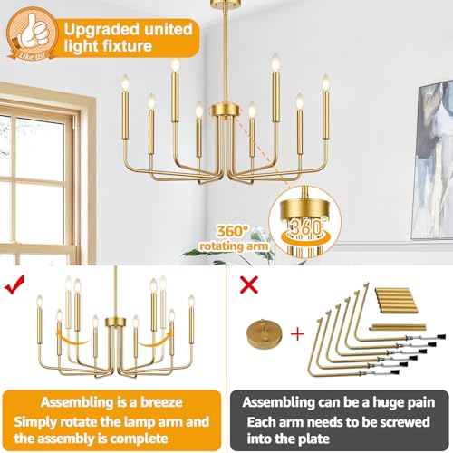 8 Light Farmhouse Chandelier for Dining Room Lighting Fixtures Hanging