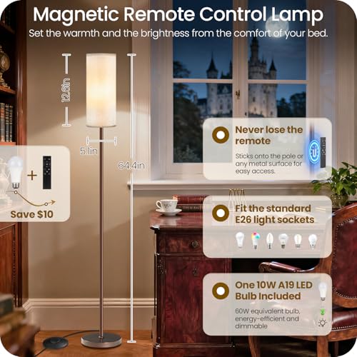 Dimmable Floor Lamps for Living Room with Remote and Foot Switch