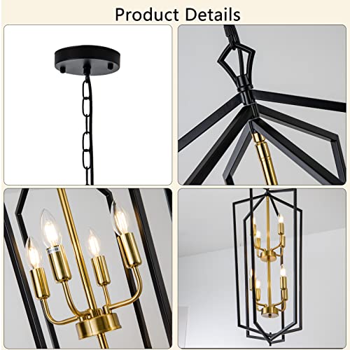 8 Light Lantern Tired Farmhouse Ceiling Hanging Light Black Chandelier Metal Modern Pendant Light Fixtures for Kitchen Island Dining Room Living Room Foyer Entryway