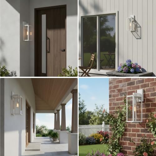 18inch 2pack Large Size Front Door Outdoor Wall Sconces for House White Exterior Wall Mount Lighting Fixtures for Balcony Porch & Patio Lights Wihte Large Outdoor Porch Light Outdoor Lamp for Garage