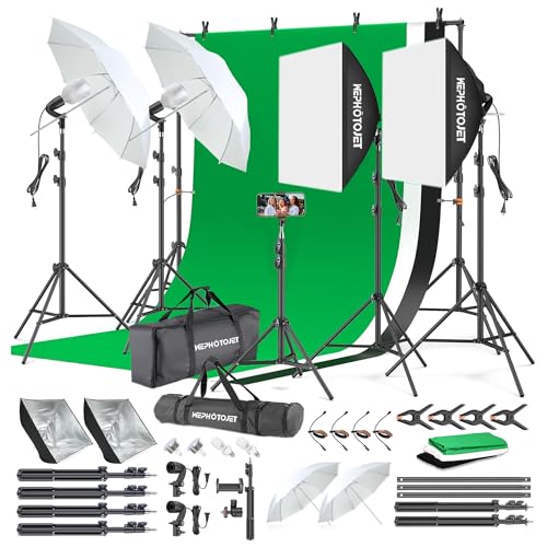 Photography Softboxes Kit with 6.6x10ft Backdrop Stands