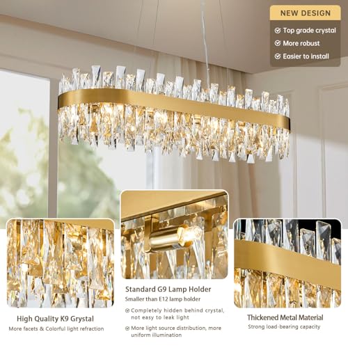 Modern Brass Gold Crystal Chandelier