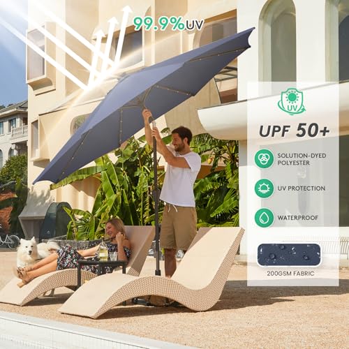 9' Patio Umbrella with Solar Lights
