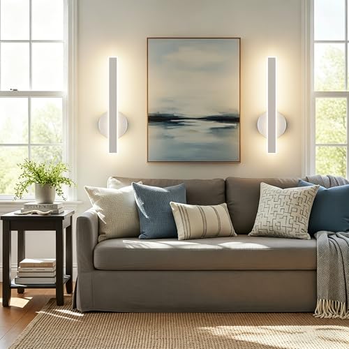 Brushed Nickel Wall Sconce Hardwired Modern LED 18W Wall Sconce Set of Two (2 Count)