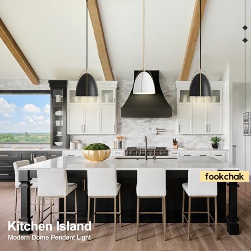 Black Dome Pendant Light 10in Kitchen Island Pendant Lighting Modern Black & Gold Ceiling Pendant Light Fixture for Kitchen Sink Dining Room