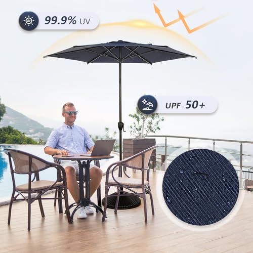 7.5FT Lyon Outdoor Patio Umbrella Outdoor Table Umbrella with Push Button Tilt and Crank Market Umbrella 6 Sturdy Ribs UV Protection Waterproof for Garden Deck Backyard Pool