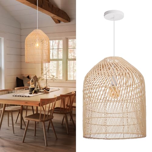 1 Light Wicker Bell Pendant Lamp