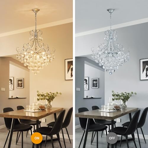 Crystal Chandelier K9 Crystal Lighting Chandelier for Living Room 10 E12 Bulbs High 27.6 in x Diameter 22.8 in