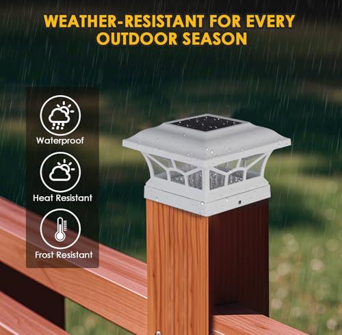 4 Pack Solar Post Cap Lights Outdoor Waterproof