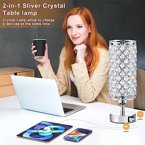 Sliver Crystal Table Lamp with Touch Control