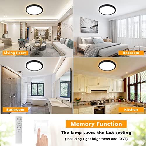 Dimmable LED Flush Mount Ceiling Light with Remote Control
