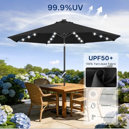 Solar Led Patio Umbrella with 32 Lights 9FT