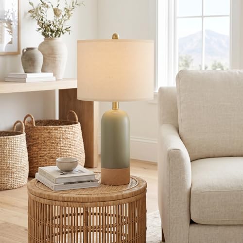 24'' Hand Textured Green Table Lamps