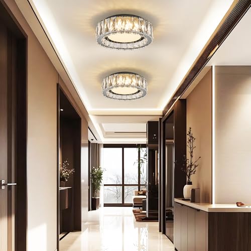 Dimmable Crystal Flush Mount Ceiling Light