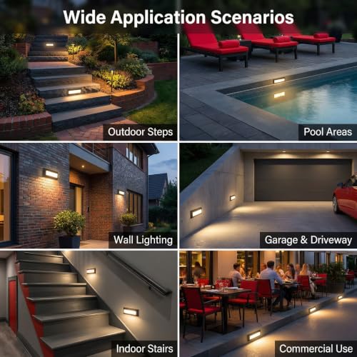 Upgraded Dimmable 3 Color LED Outdoor Indoor Step Lights