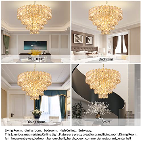 32 Inch Gold Luxury Crystal Chandelier for Dining Room