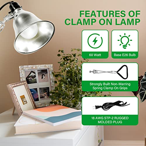 Clamp Lamp Light 60 Watt with 5.5 Inch Aluminum Reflector (2 Count)