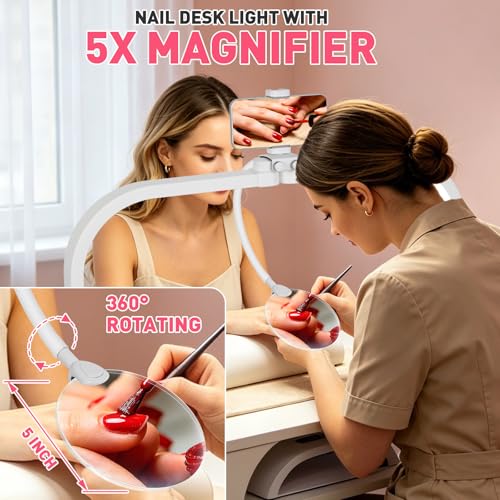 Half Moon Light for Nail Desk with 5X Magnifier (40 Count)