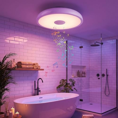 Upgrade Waterproof Ceiling Light Music Ceiling Lamp with Bluetooth Speaker