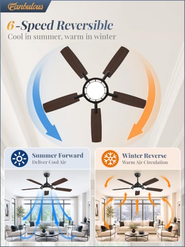 52 Inch Black Ceiling Fans with 3CCT Lights and Remote (Black / 52")
