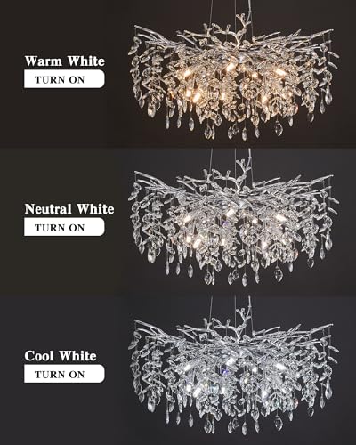 Modern Tree Branch Crystal Chandelier Luxury Silver Crystal Pendant Lighting 30" Contemporary 10