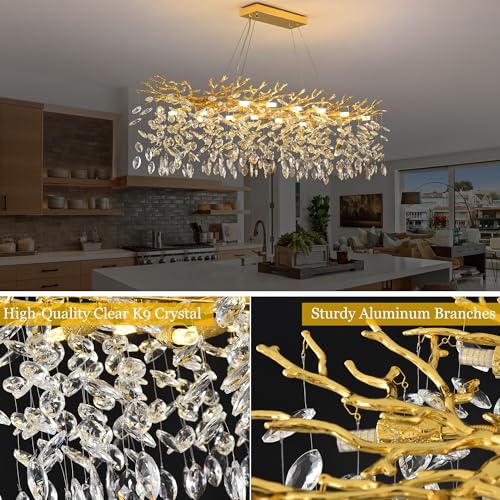 Modern Rectangle Crystal Tree Branch Chandelier