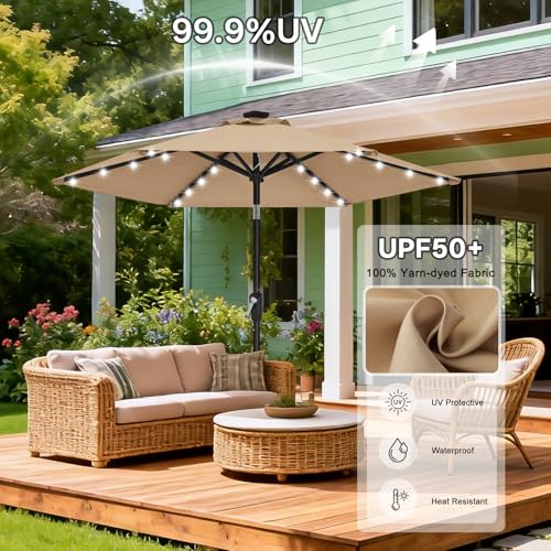 Solar Led Patio Umbrella with 24 Lights 7.5FT