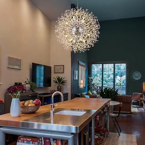 30" D Firework Crystal Chandelier for Dining Room