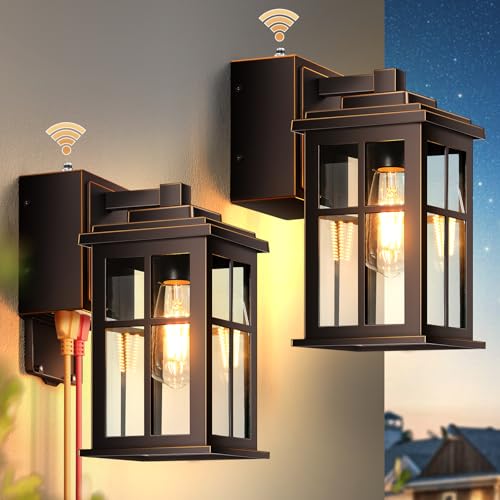 2 Pack Bronze Outdoor Wall Lights with GFCI Outlet (2 Count)