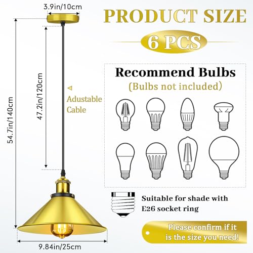 6 Pcs Industrial Pendant Light (6 Count)
