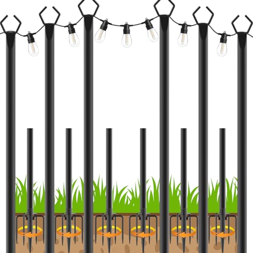 10Ft String Light Poles 6 Pack