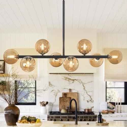 37" Mid Century Modern Chandelier Linear Chandeliers for Dining Room
