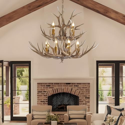Large 2 Tier Deer Rustic Farmhouse Chandelier