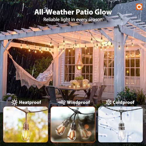 50FT Outdoor String Lights with Remote Dimmable Waterproof Patio (50 Foot)