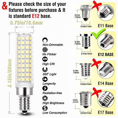 E12 C7 10W 6000K LED Candelabra Bulbs 100w Equivalent (5 Count)